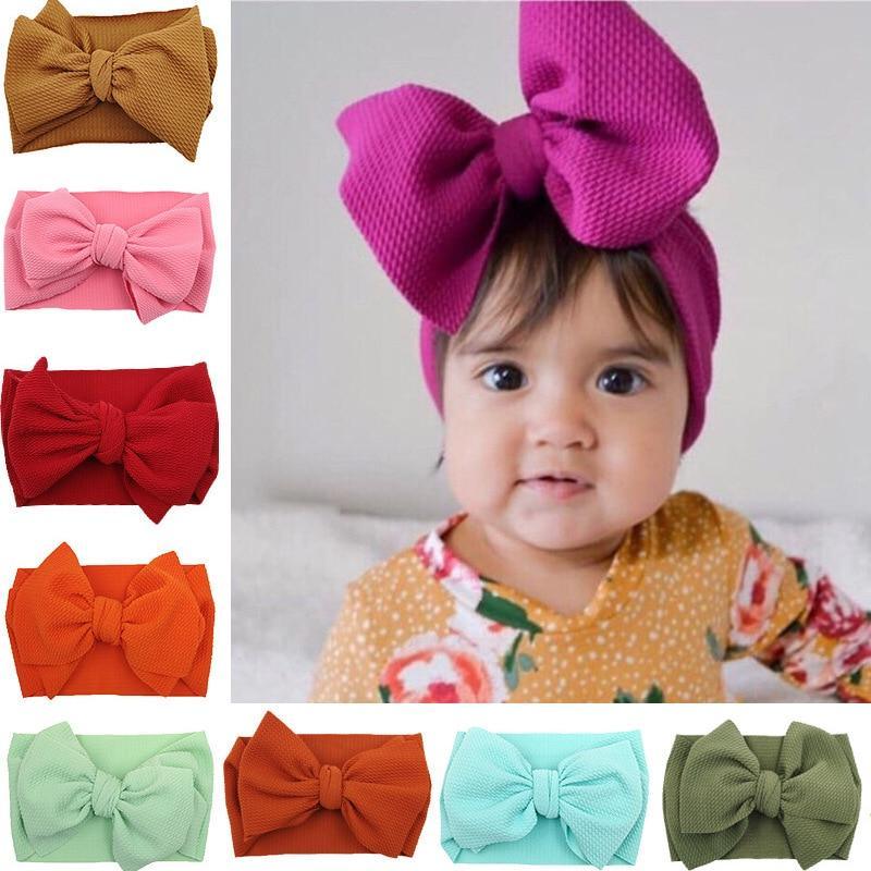 Baby Girls Headband Toddler Big Bow Hairband Cute Solid Stretch Turban For Baby Girls