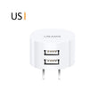 White Fast Charging 2.1A 2 Port EU/UK/US Plug Wall Charger Mobile Round Phone Chargers