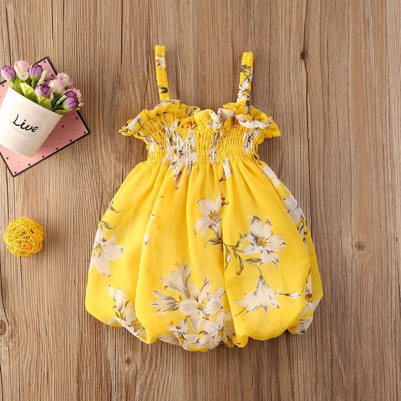 Luxury Modern Colorful Floral Design Toddler Baby Girl Summer Floral Print Sleeveless Dress FOr Baby Girls