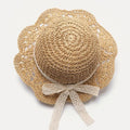 Handmade Modern Elegant Lady Baby Girls Breathable Lace Cap With Bow Great For Beach Sun