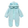 New Winter Trend Warm Newborn Baby Boy Solid Hooded Baby Romper Warm Coat Fleece Jumpsuit Infant Outwear For Boys And Girls