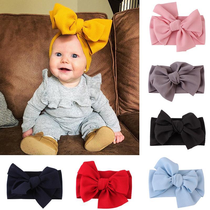 Elastic Candy Solid Color Head Wrap Newborn Head bands Bowknot Bows for Baby Girl Hair Accessories