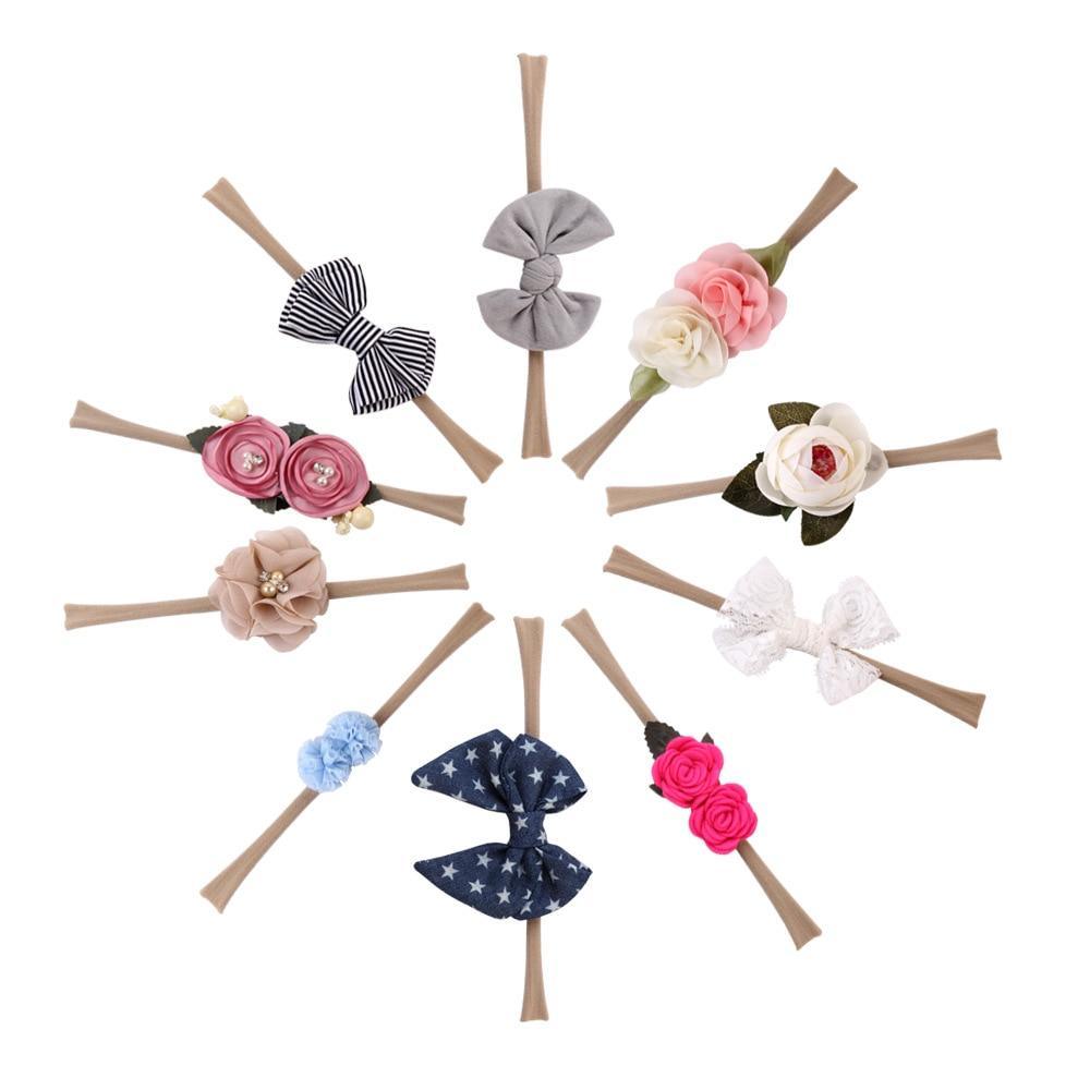 Luxury Modern 10PCS Set Kids Headband Bow For Girl Rabbit Ear Hairbands Turban Knot Kids Turbans Accessories  Headband