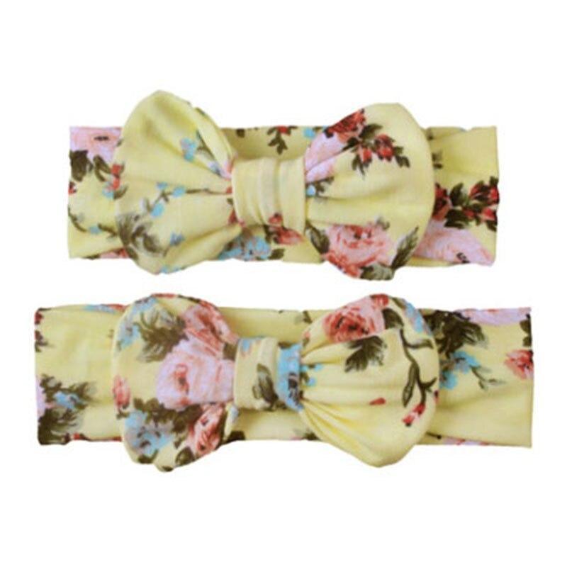 Mother & Baby Headband for Girl Bow Hairband Floral Elastic Hair Bands Parent-Child Turban Hair Accessories Bow For Mother and daughter