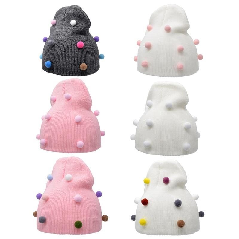 Baby Winter Autumn Warm Knit Hat For Girls Boys Solid Color For Baby and Kids