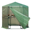 Outdoor Hexagon Greenhouse 6.5 x 7 Ft with Steel Frame PE Cover and Shelves