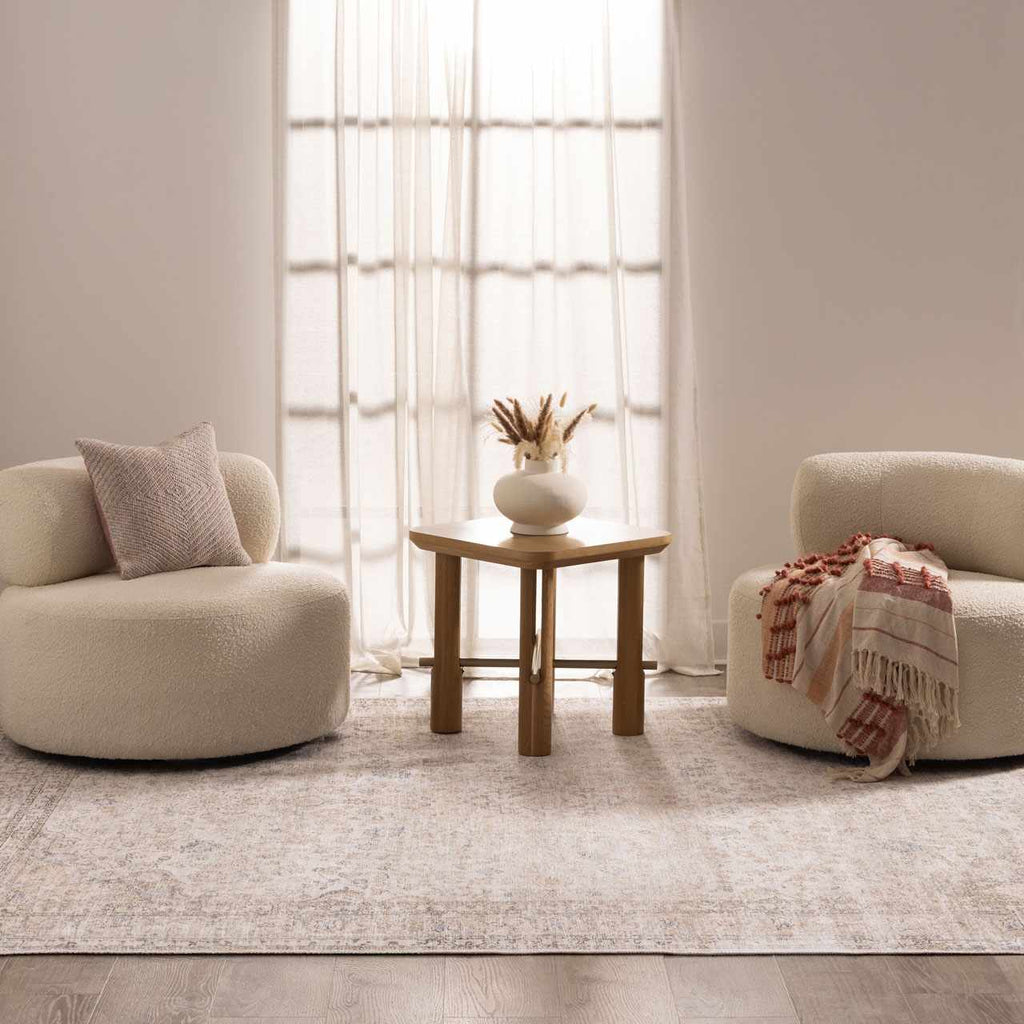 Cream Holi-2301 Washable Area Rug
