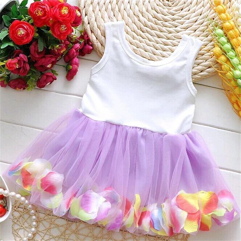 Kids Baby Girls Beautiful Flower Dress Princess Summer Sleeveless Mini Tutu Dress For Modern Baby Girls
