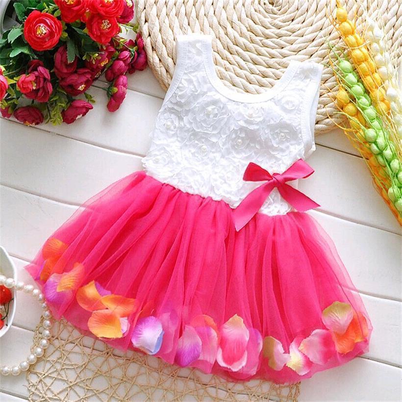 Kids Baby Girls Beautiful Flower Dress Princess Summer Sleeveless Mini Tutu Dress For Modern Baby Girls