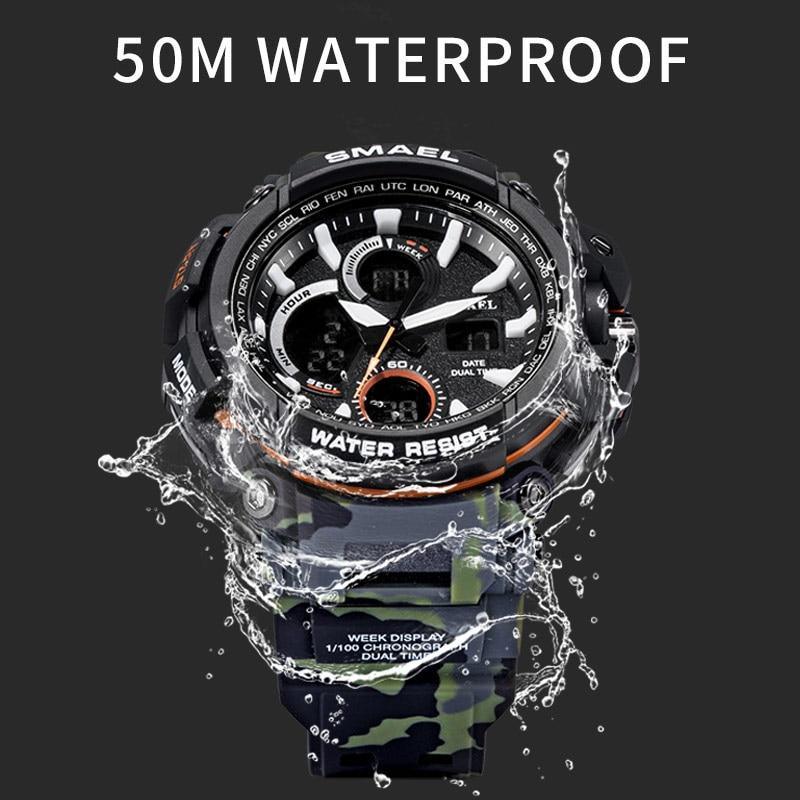 Orange Modern Sport  Waterproof 50M Men Watches With LED Digital Display In Military Armi Relogio Masculino Style