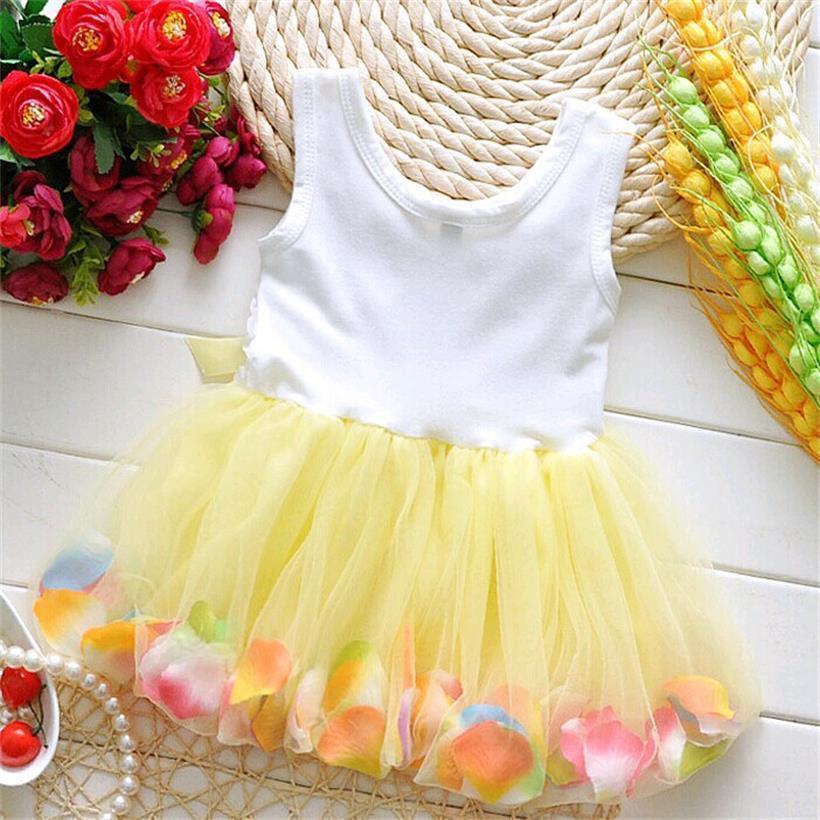 Kids Baby Girls Beautiful Flower Dress Princess Summer Sleeveless Mini Tutu Dress For Modern Baby Girls