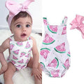 Baby Girls Romper Jumpsuit Headband Watermelon Printed Outfits Sun suit Set New 0-24M In Modern Design