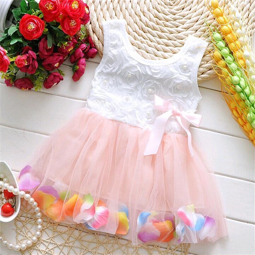 Kids Baby Girls Beautiful Flower Dress Princess Summer Sleeveless Mini Tutu Dress For Modern Baby Girls