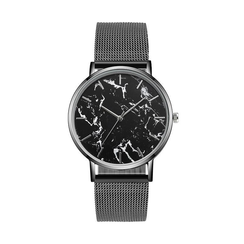 Fashion Rose Gold Mesh Band Creative Marble Female Wrist Watch Luxury Women Quartz Watches Gifts  For Women and Girls