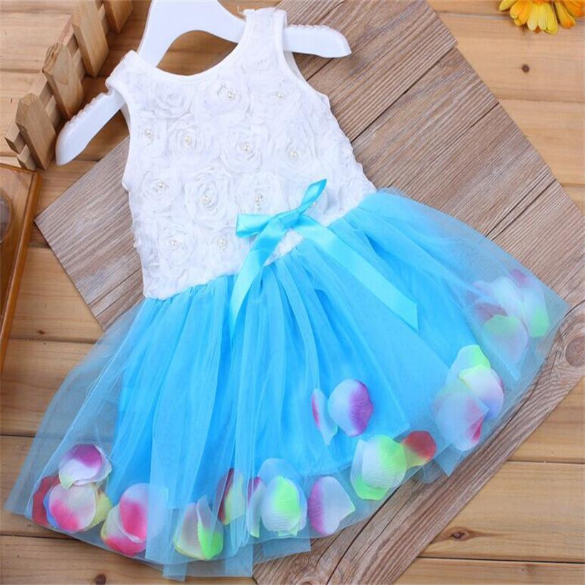 Kids Baby Girls Beautiful Flower Dress Princess Summer Sleeveless Mini Tutu Dress For Modern Baby Girls