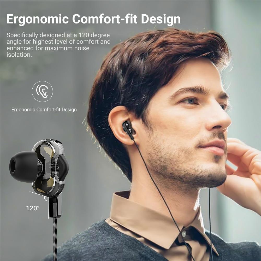 STEVVEX Wired Earphone Headphones with Microphone Dual Driver Phone Earphones Type C Ear phones