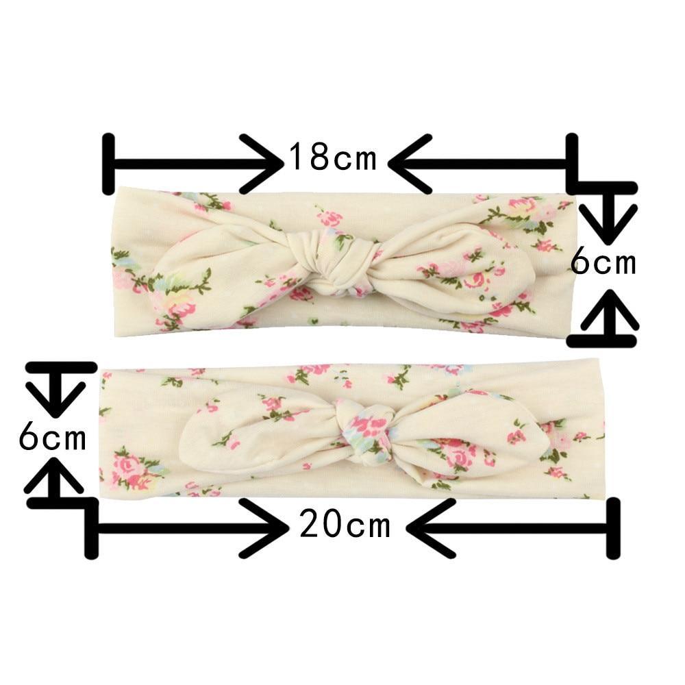Modern Handmade Mother Baby Turban Matching Headband Mom Daughter Rabbit Ears Headbands Floral Print Bow
