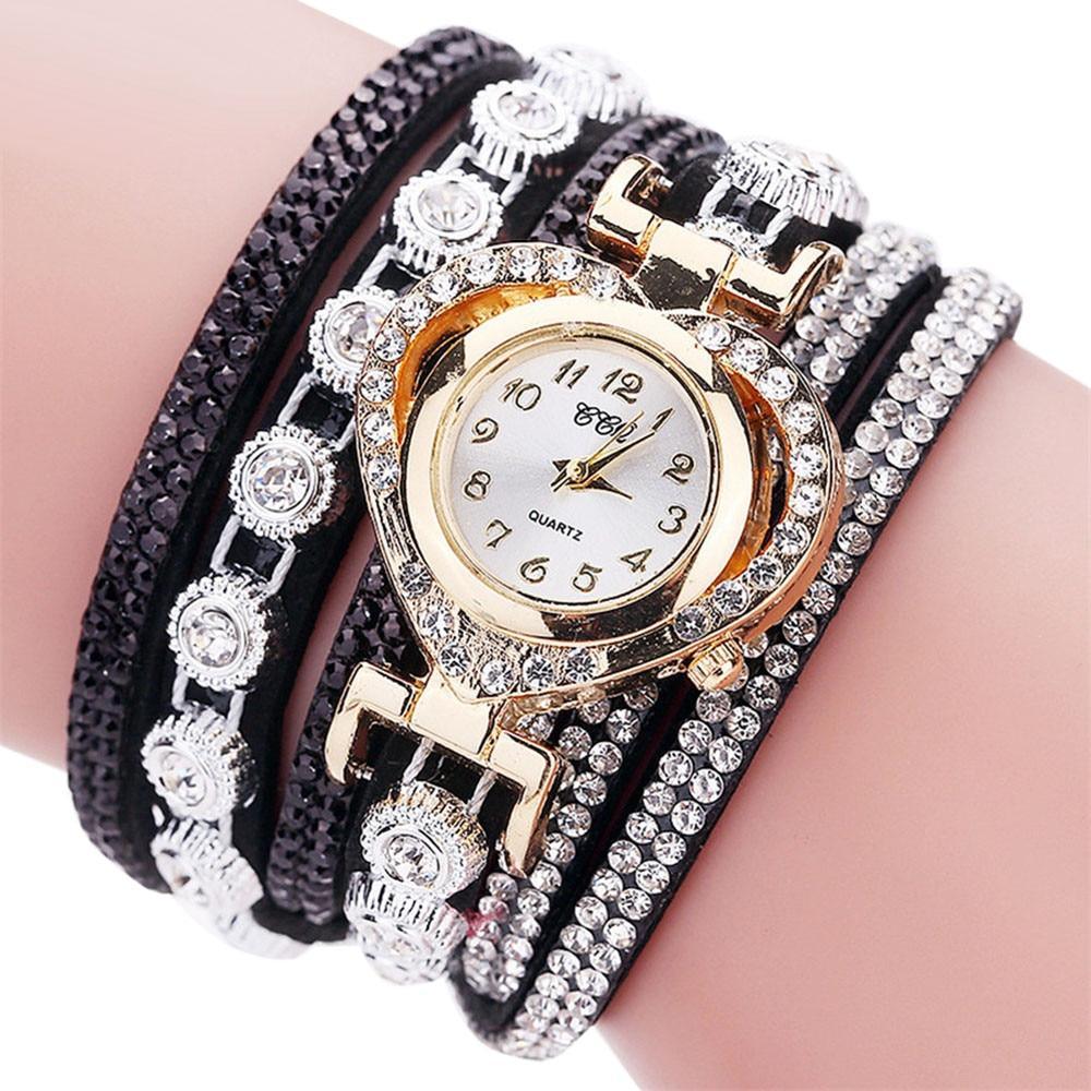 Luxury Crystal Vintage Rhinestone Bracelet Quartz Watch Womens Watch For Female and Girls