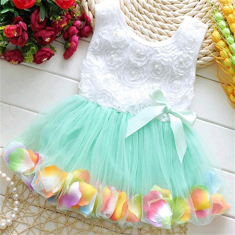 Kids Baby Girls Beautiful Flower Dress Princess Summer Sleeveless Mini Tutu Dress For Modern Baby Girls