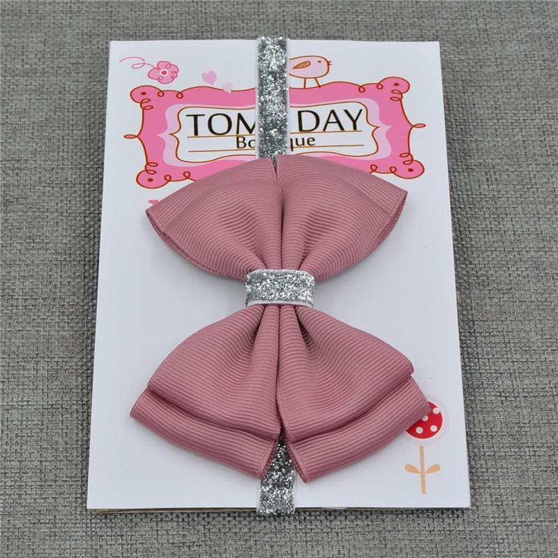 Luxury New Baby Hair Bow Flower Headband Silver Ribbon Hair Band Handmade Hair Accessories Bow for Children