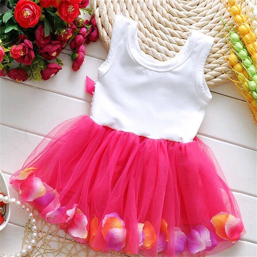Kids Baby Girls Beautiful Flower Dress Princess Summer Sleeveless Mini Tutu Dress For Modern Baby Girls