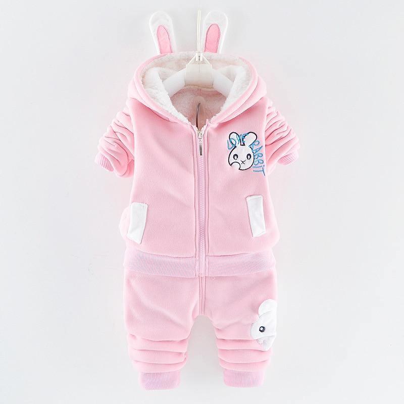 Modern Fashion Cotton Thick Warm Casual Hooded Sweater Cartoon Cute Bear Three-piece Suit For Baby Boy & Girl