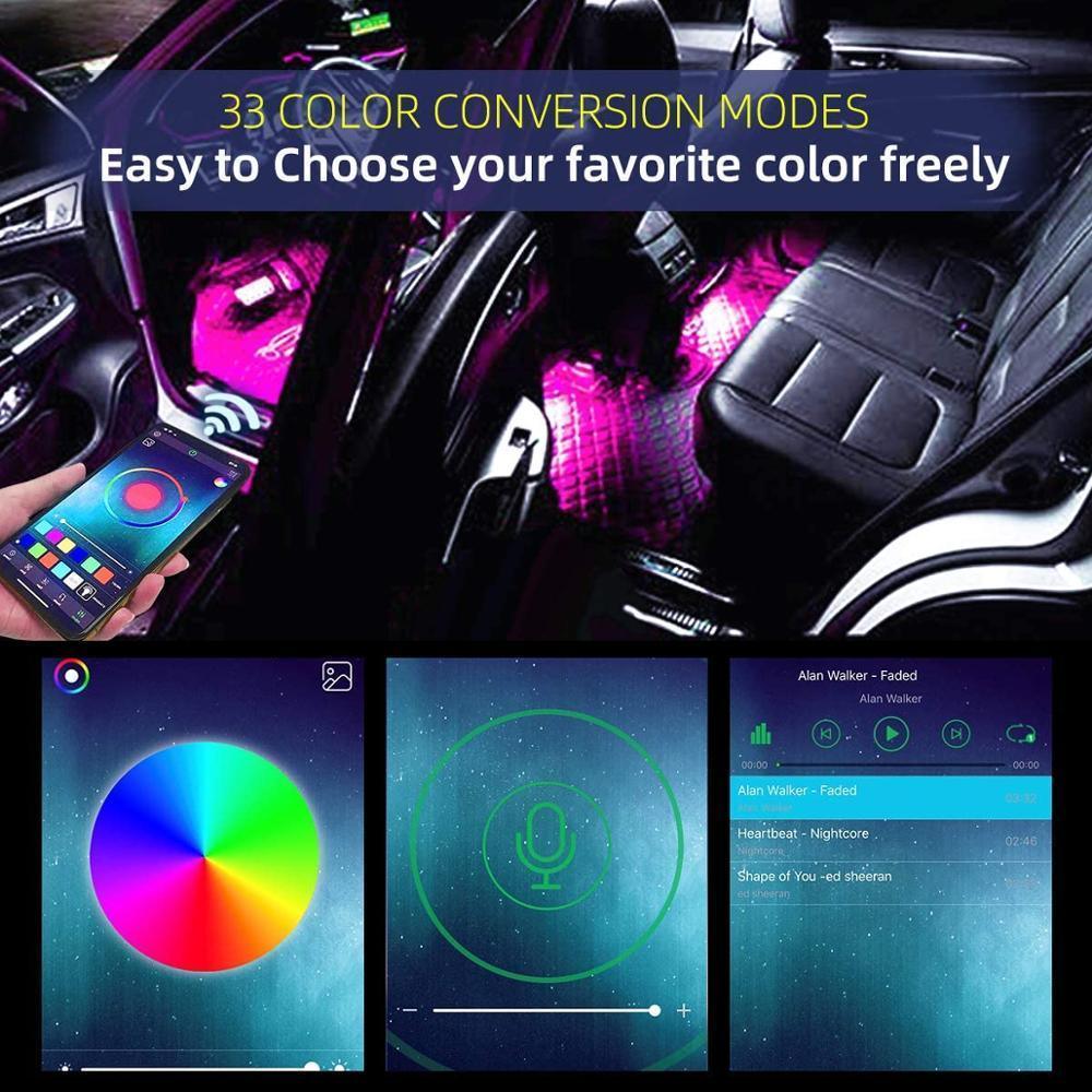 Lights LED Car Strip Lights with Two-Line Waterproof Design RGB LED Strip Light With USB Wireless Remote Music Control Multiple Modes For Auto Car