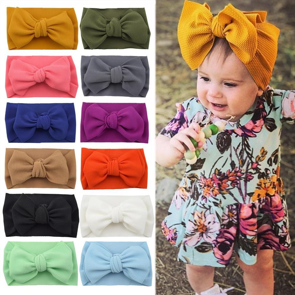 Baby Girls Headband Big Bow Hair Band Kids Adjustable Head Wrap Turban Infant Hair Accessories