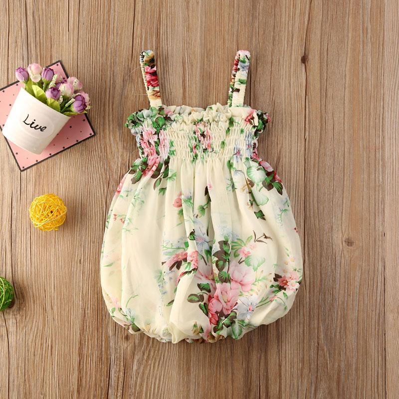 Luxury Modern Colorful Floral Design Toddler Baby Girl Summer Floral Print Sleeveless Dress FOr Baby Girls