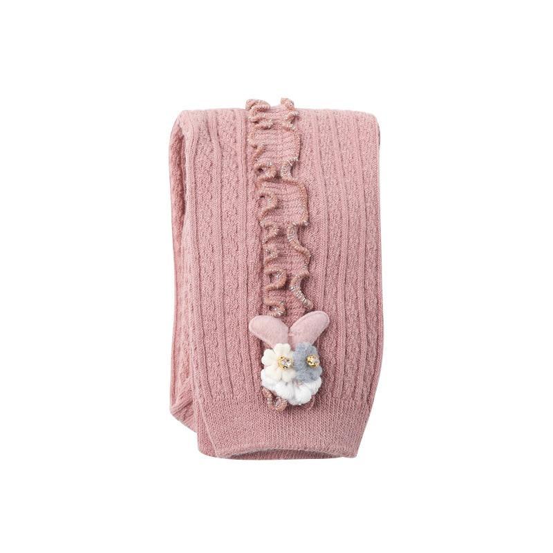 Cute Rabbit Colorful Skinny Trouser Baby Girls Comfortable Knitting Leggings Pants for Kids