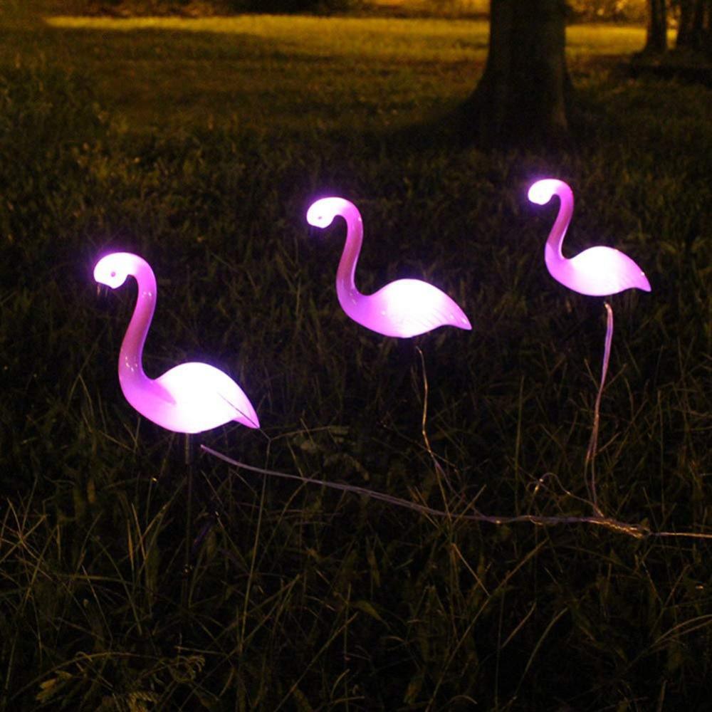 3PCS SET Flamingo LED Solar Modern Lamp For Garden And Yard With Base Station 3 Piece Set Decorative Lighting For Pathway Driveway Landscape