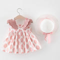 Summer Girl Kids Sleeveless Print Floral Birthday Party Princess Dress With Hat In Modern NEw Elegant Design For Girls Kids 6-24Months