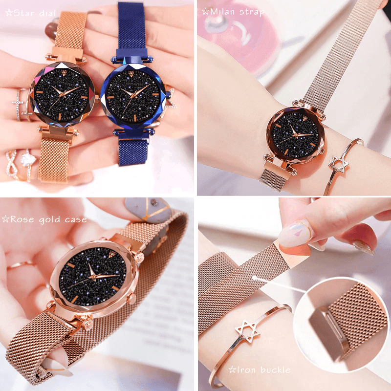 New Luxury Women Watches Ladies Watch Starry Sky Magnetic Waterproof Female Wristwatch For Women and Girls