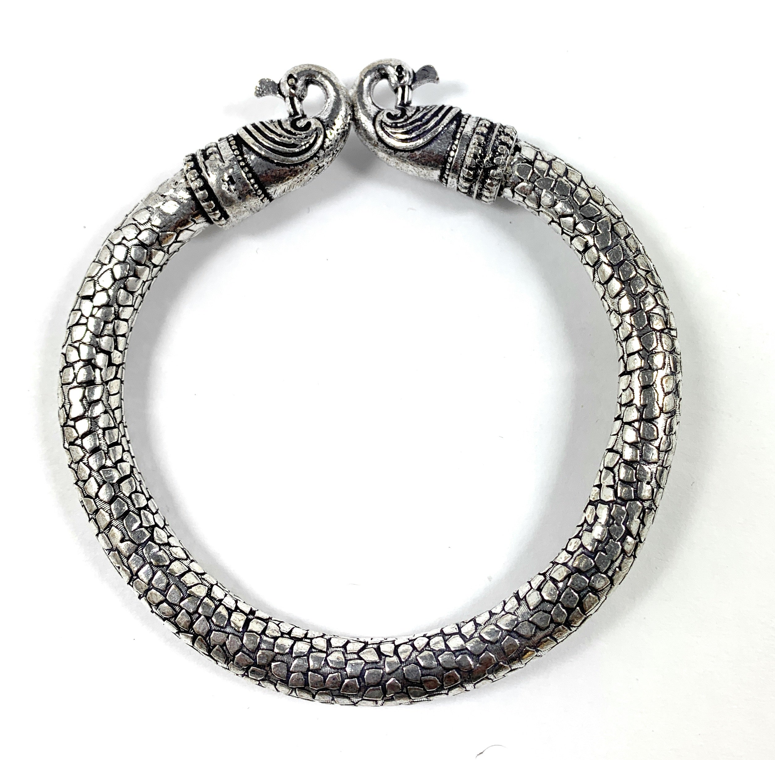 Antique Norse Bracelet With Peacock Heads & Snake Pattern