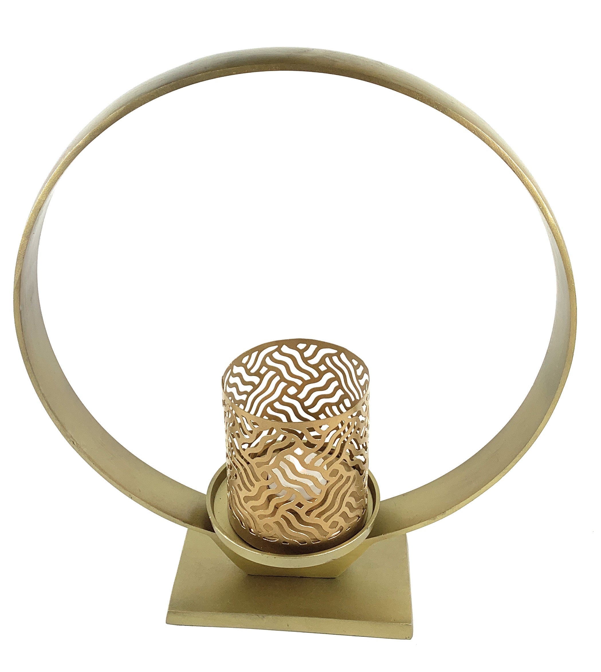 Vibhsa Golden Ring Candle Holder (15"H)