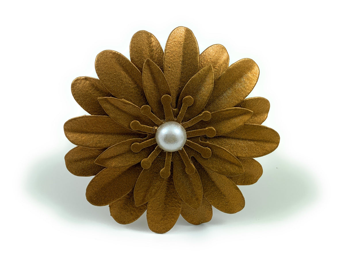 Vibhsa Gold Floral Napkin Rings | Set of 4, Pearl Accents, Handcrafted