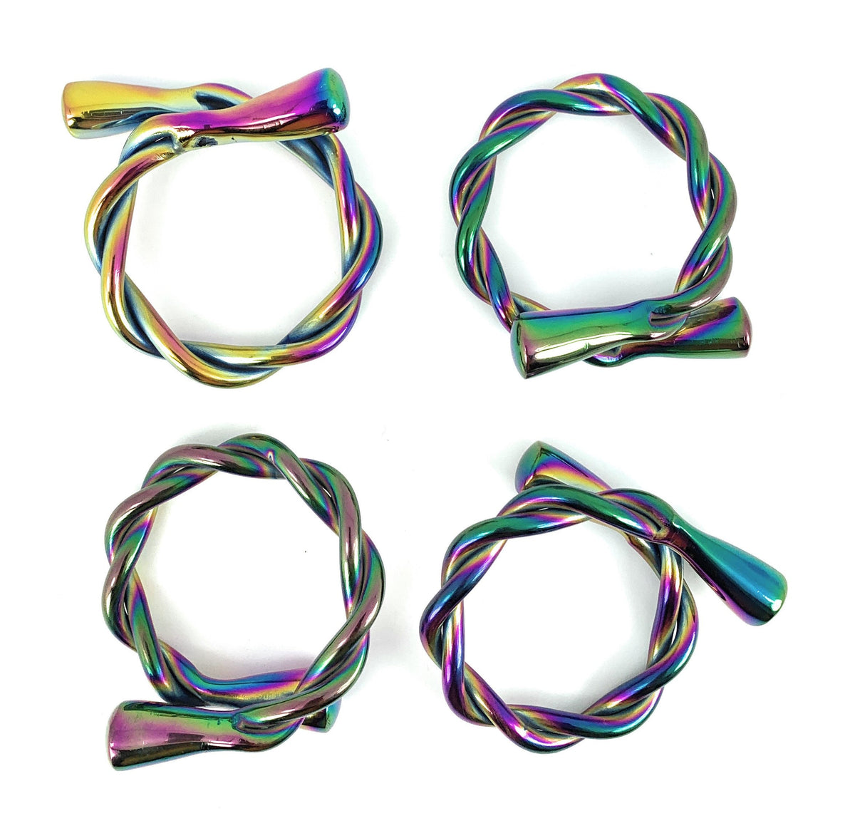 Vibhsa Rainbow Twisted Napkin Rings | Set of 4, Dishwasher Safe, Stainless Steel