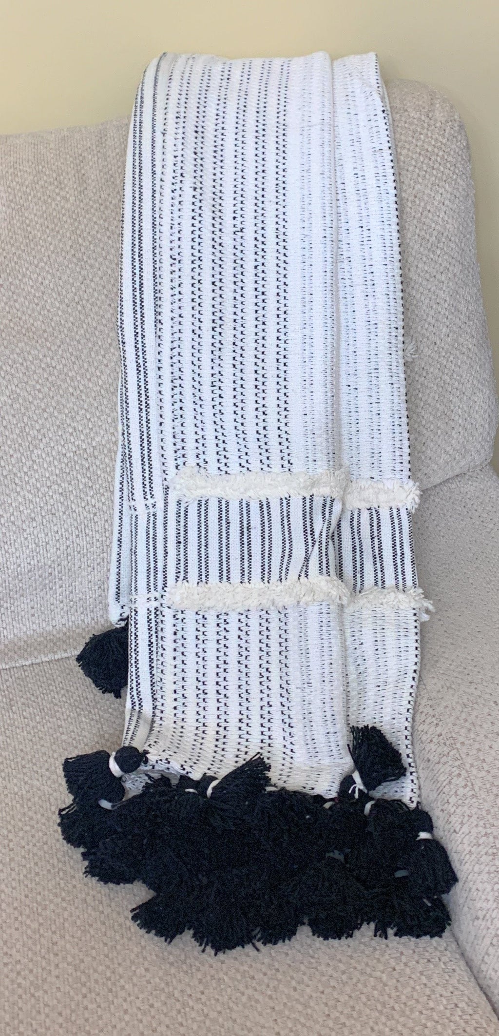 Hand loom Woven Textured Throw Black & Off White
