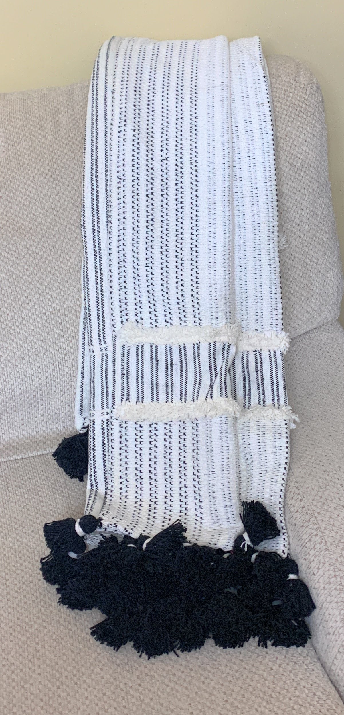 Hand loom Woven Textured Throw Black & Off White