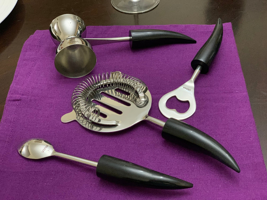 Vibhsa Bar Tools & Bartending Kit set of 4 for Home Bar (Black)