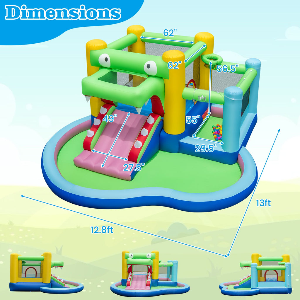 Inflatable Bounce House with Slide and Splash Pooland and 680W Blower