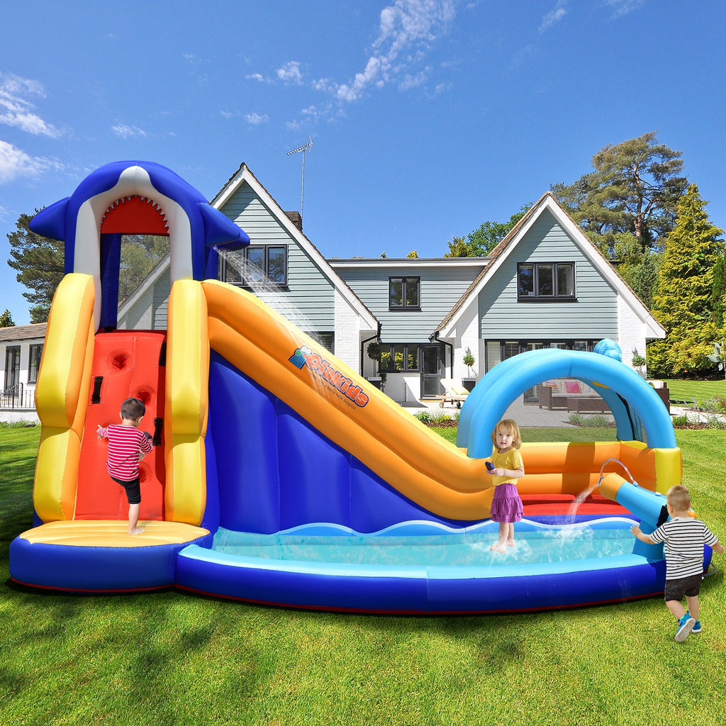Inflatable Bouncy House with Slide and Splash Pool without Blower