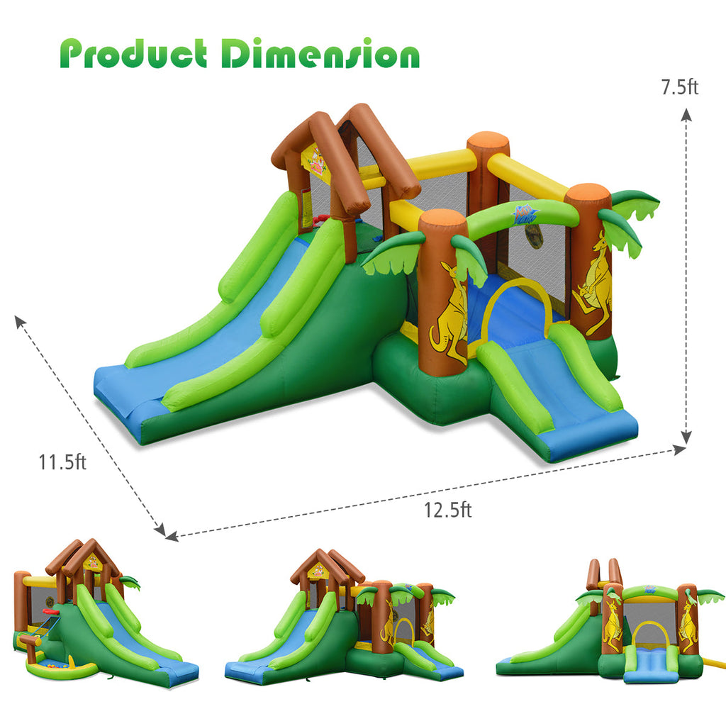 Kids Inflatable Jungle Bounce House Castle with 680W Blower