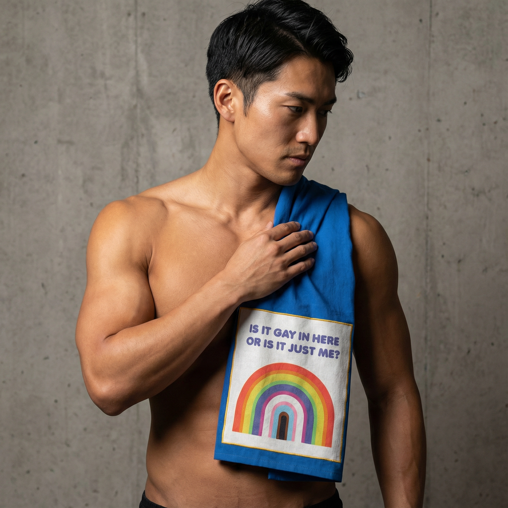 Is It Gay In Here Or Is It Just Me? Kitchen Towel | Blue Cotton Hand Tea Dish Cloth | 28" x 28"