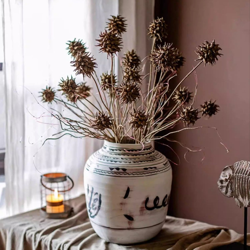 Faux Thistle Seed Pod Stem 33" Tall