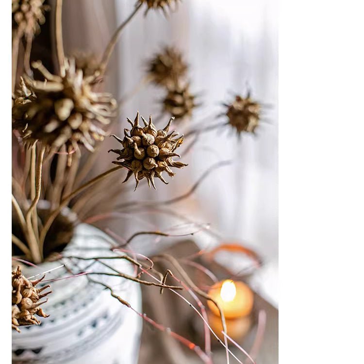 Faux Thistle Seed Pod Stem 33" Tall