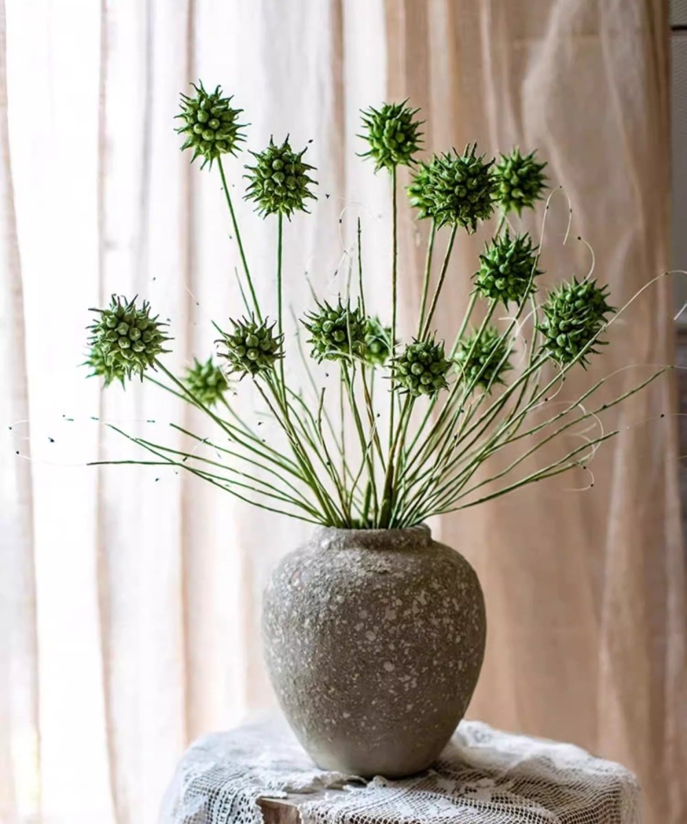 Faux Thistle Seed Pod Stem 33" Tall