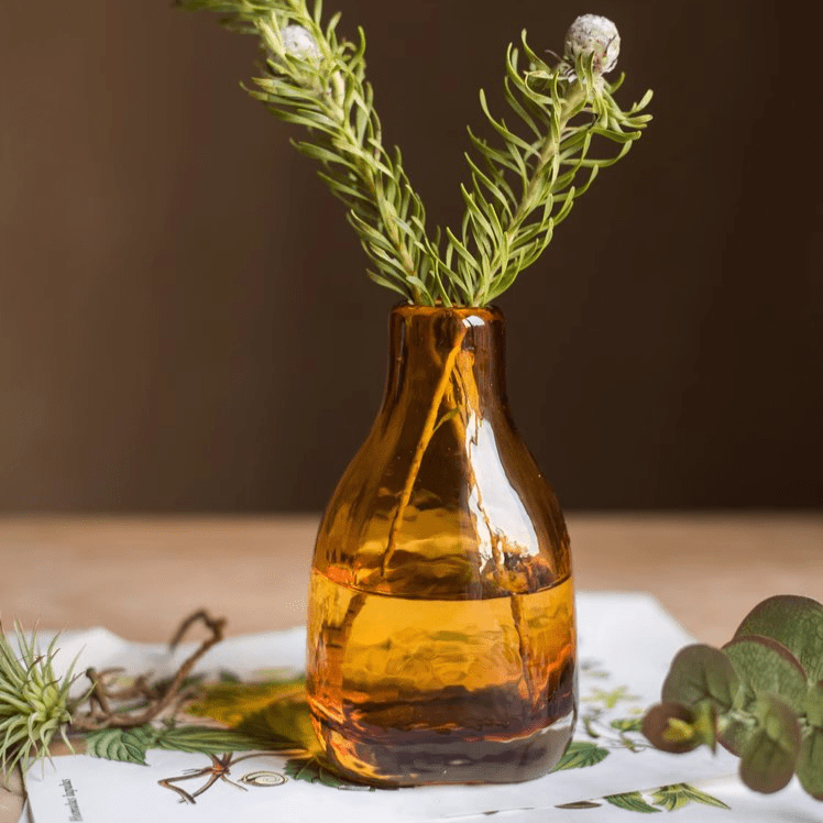 Amber Handblown Glass Bottle