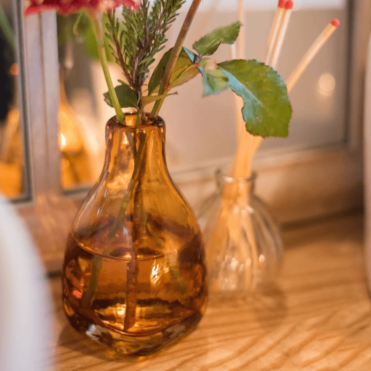 Amber Handblown Glass Bottle