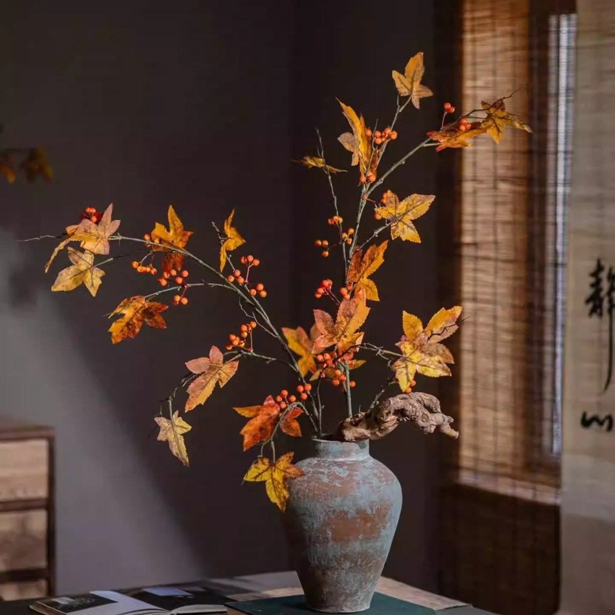 Autumn Maple Berry Branch 49.2" Tall